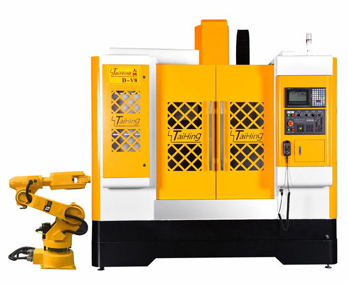 线轨机D-V8（三菱系统）—CNC850三轴线轨机(高速高精密零件立式加工中心机） （带油雾得理器） 主轴转速达18000转 ，带机械手